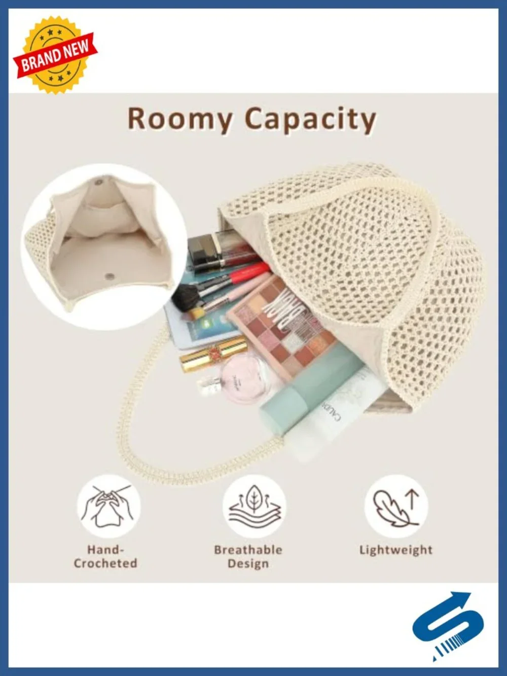 Crochet Tote Bag Women Summer Beach Purse Handmade Boho Knit Shoulder Bag